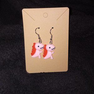 Rawr! Pink Dinosaur Acrylic Handmade Earrings